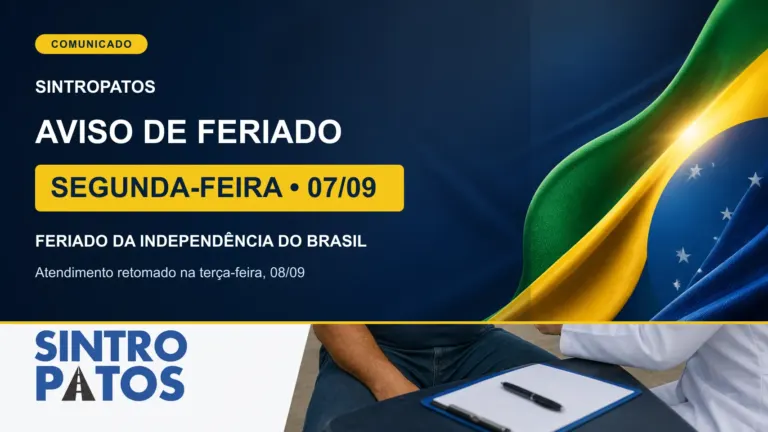 Aviso de feriado personalizado para SINTROPATOS